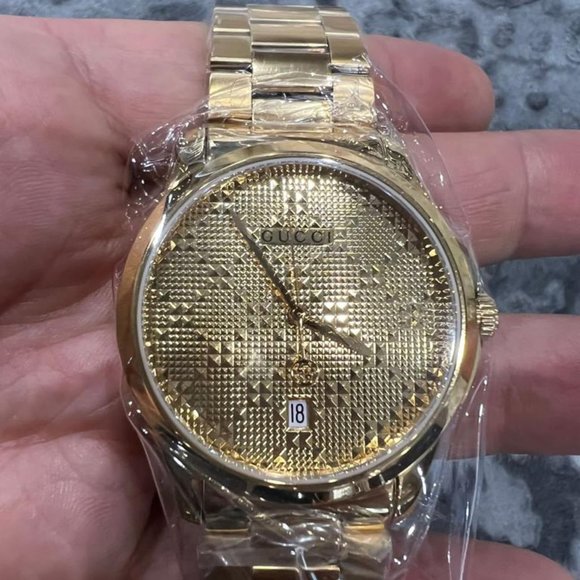 NIB Gucci G-timeless Yellow Gold PVD Wristwatch - Picture 3 of 6